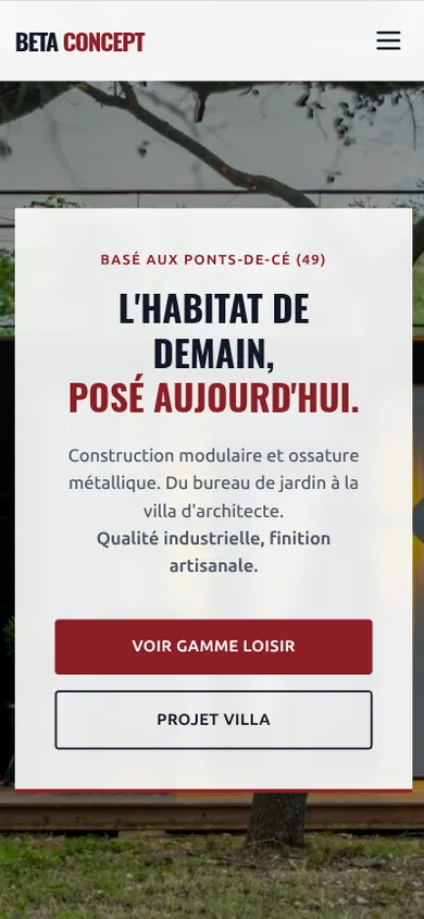 Site Beta Concept réalisé par GT Solutions, version mobile