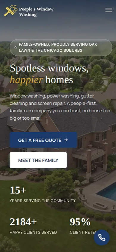 People's Window Washing site built by GT Solutions, mobile version